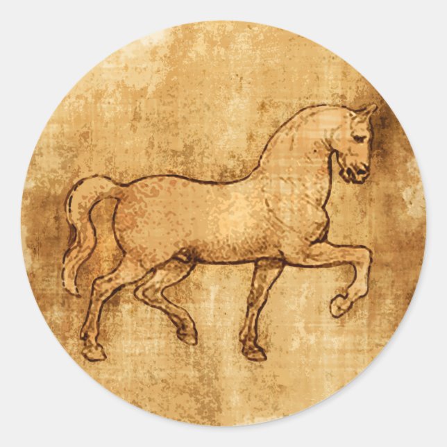 Adesivo Redondo Leonardo Da Vinci Horse Art (Frente)