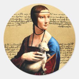 Adesivo Redondo Leonardo da Vinci Lady com Ermine