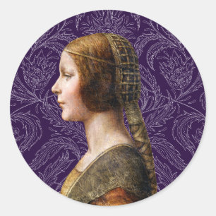 Adesivo Redondo Leonardo da Vinci Retrato La Bella Principessa