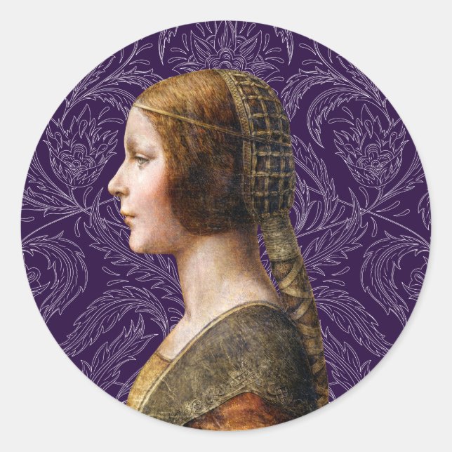 Adesivo Redondo Leonardo da Vinci Retrato La Bella Principessa (Frente)