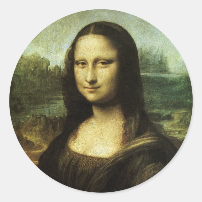 Adesivo Redondo Leonardo da Vinci's Mona Lisa, Arte Renascentista (Frente)