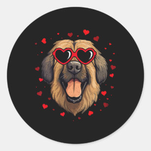 Adesivo Redondo Leonberger Namorados Heart Cute Dog Lovers