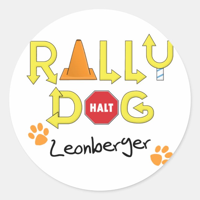 Adesivo Redondo Leonberger Rally Dog (Frente)