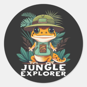 Adesivo Redondo Leopard Gecko Jungle Explorer: desvenda a natureza