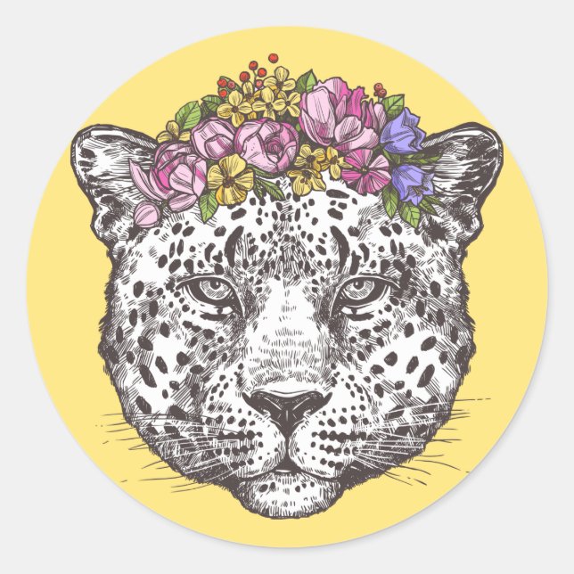 Adesivo Redondo Leopard Hippie Chic (Frente)