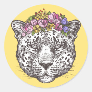 Adesivo Redondo Leopard Hippie Chic
