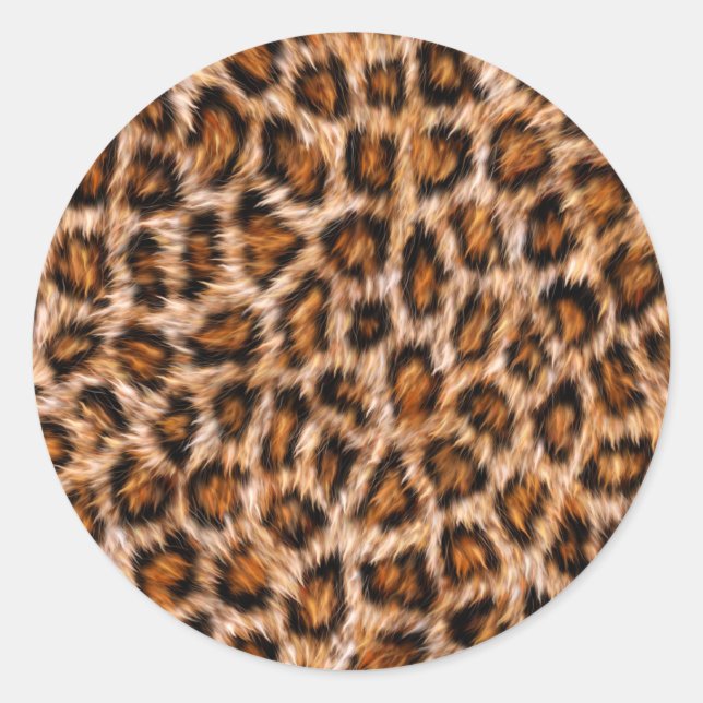 Adesivo Redondo Leopard Jaguar Cat Brown fur Pattern-24609 (Frente)
