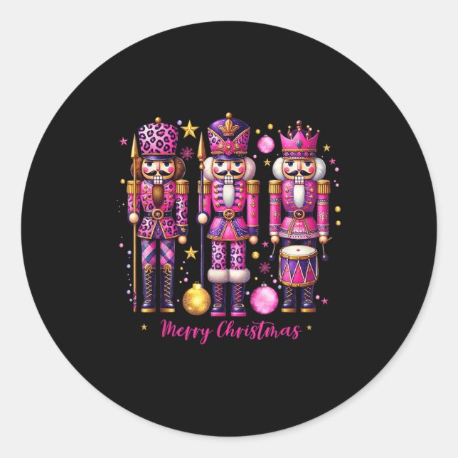 Adesivo Redondo Leopard Nutcracker Nk Christmas 2024 Xmas Pajamas  (Frente)