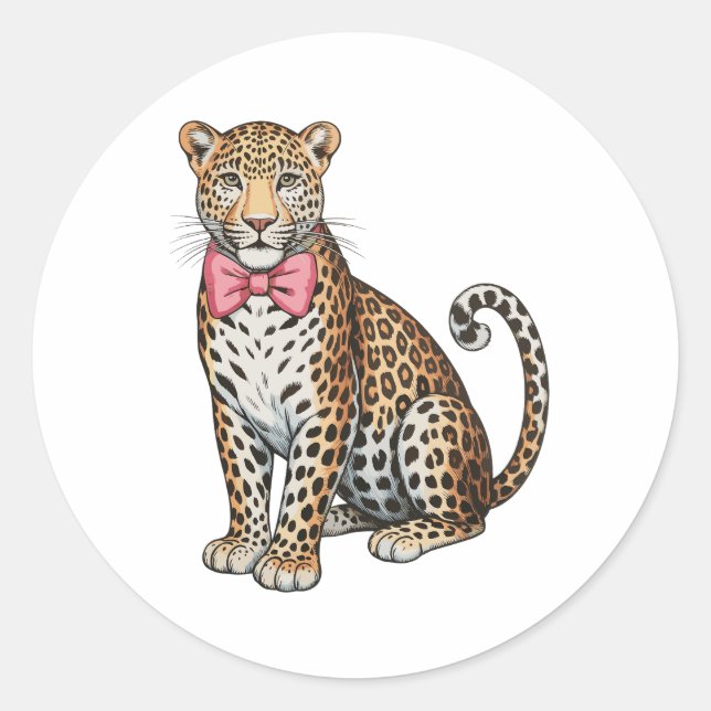 Adesivo Redondo Leopard Pink Coquette Bow Girly Sublimation Art (Frente)