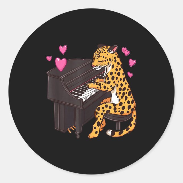 Adesivo Redondo Leopard Playing Ano Valentines Day Funny Leopard  (Frente)