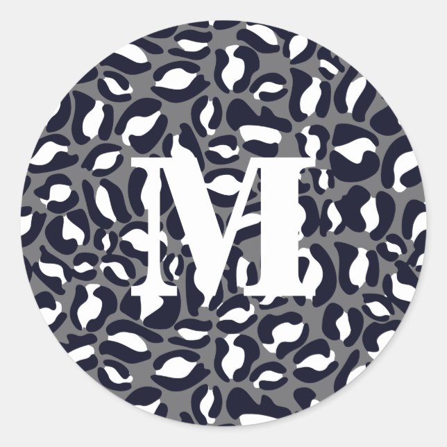 Adesivo Redondo Leopard Print Monograma Classic Jungle Party (Frente)