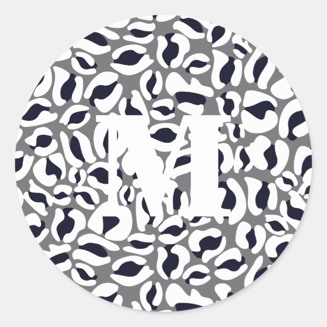 Adesivo Redondo Leopard Print Monograma Classic Jungle Party (Frente)