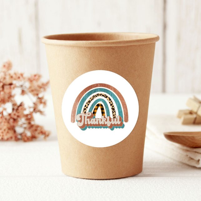 Adesivo Redondo Leopard Print Rainbow Ação de Graças (Criador carregado)