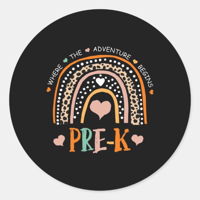 Adesivo Redondo Leopard Rainbow Pre K Onde Começa A Aventura (Frente)