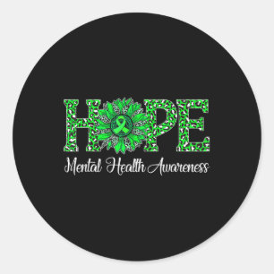 Adesivo Redondo Leopard Sunflower Hope Mental Health Awarness Gue