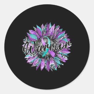 Adesivo Redondo Leopard Sunflower Warrior Teal E Purple Suicídio