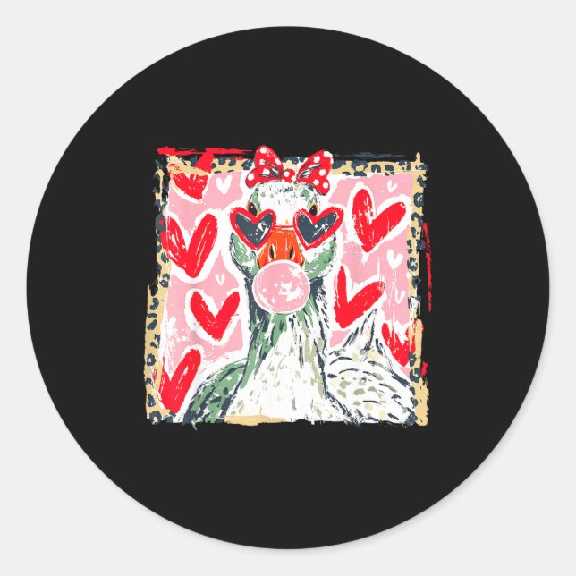 Adesivo Redondo Leopard Valentine's Day Goose Cute Animal Couple M (Frente)