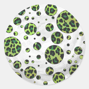 Adesivo Redondo Leopardo Bolinhas preto e verde