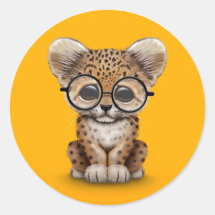 Adesivo Redondo Leopardo bonito Cub do bebê que veste vidros no