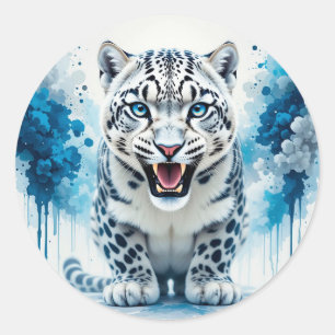 Adesivo Redondo Leopardo Branco Feroz
