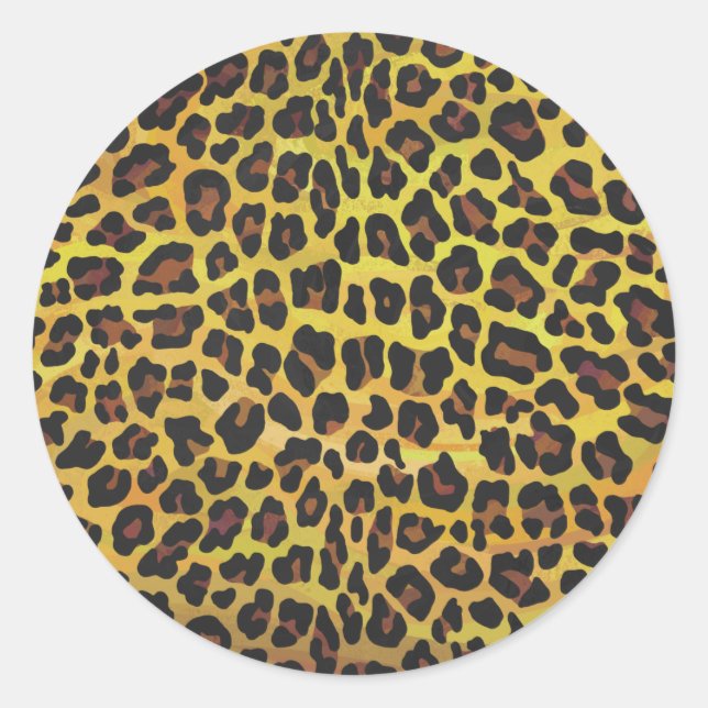 Adesivo Redondo Leopardo Castanho e Impressão Amarelo (Frente)