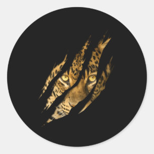 Adesivo Redondo Leopardo Cheetah Tiger Leopard Face Lion Cat Appar