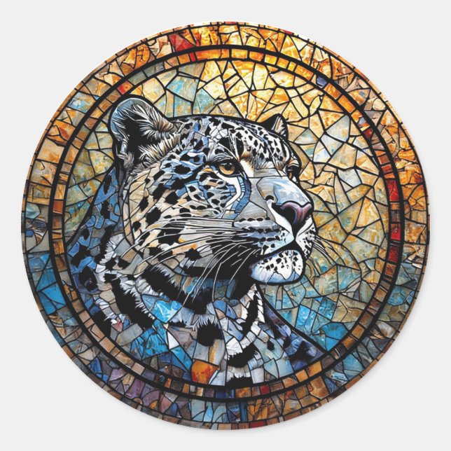Adesivo Redondo Leopardo com Tons Quentes e Frios (Frente)