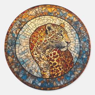 Adesivo Redondo Leopardo com Tons Quentes e Frios