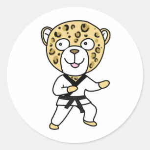 Adesivo Redondo Leopardo das artes marciais