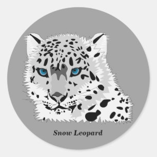 Adesivo Redondo Leopardo de neve animado