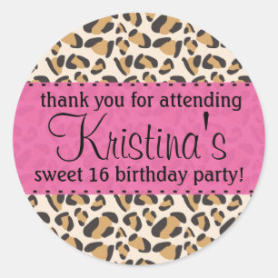 Adesivo Redondo Leopardo e rosa quente