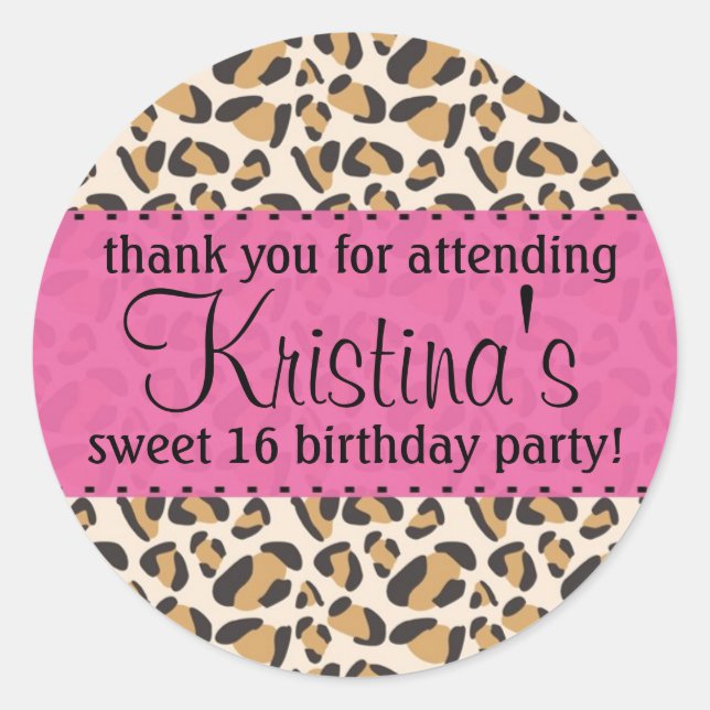 Adesivo Redondo Leopardo e Rosa Quente (Frente)