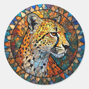 Adesivo Redondo Leopardo em Cores Vibrantes