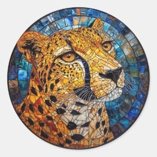 Adesivo Redondo Leopardo em Cores Vibrantes