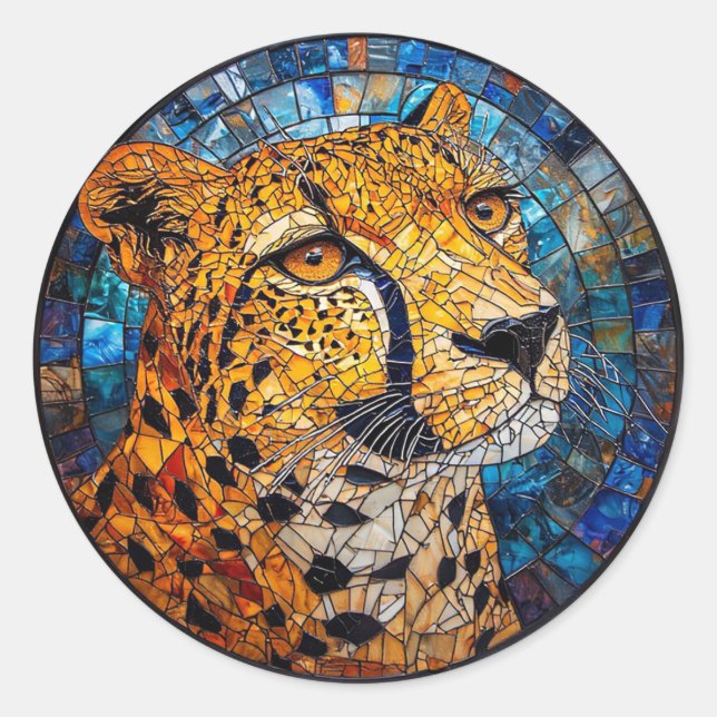 Adesivo Redondo Leopardo em Cores Vibrantes (Frente)
