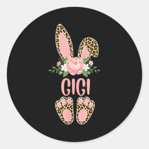 Adesivo Redondo Leopardo floral gigi coelho feliz páscoa primavera