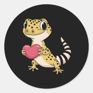 Adesivo Redondo Leopardo Gecko Namorados Amante de Animais