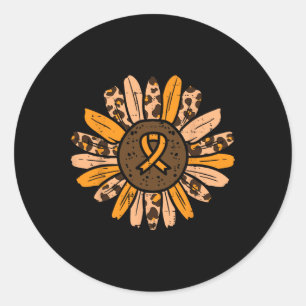 Adesivo Redondo Leopardo Girassol Laranja Laranja Cancer Leucemia