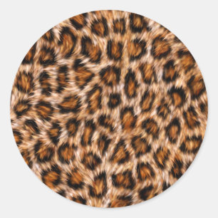 Adesivo Redondo Leopardo Jaguar Gato Padrão de Pelo Marrom