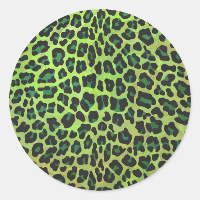 Adesivo Redondo Leopardo Negro e Impressão Verde (Frente)