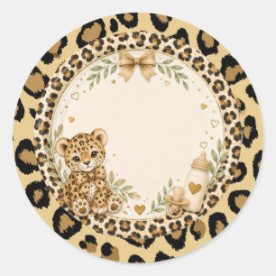 Adesivo Redondo Leopardo para chá de bebê