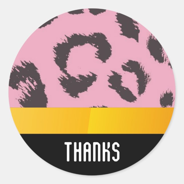 Adesivo Redondo Leopardo Pele Obrigado (Frente)