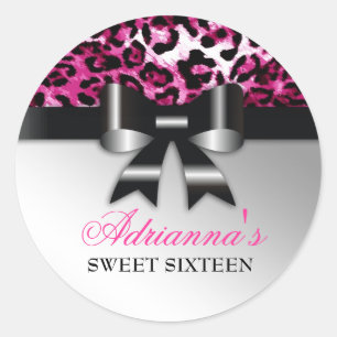 Adesivo Redondo Leopardo preto do rosa quente de 311 Bowlicious