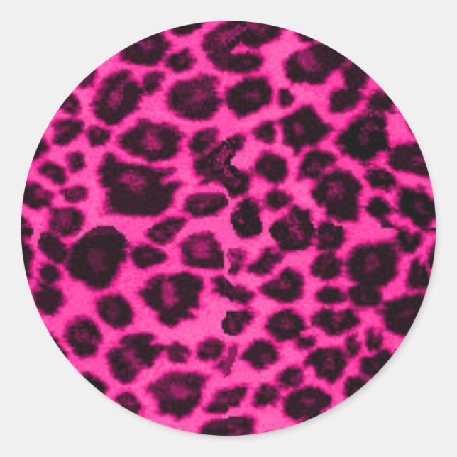 Adesivo Redondo leopardo rosa/preto (Frente)