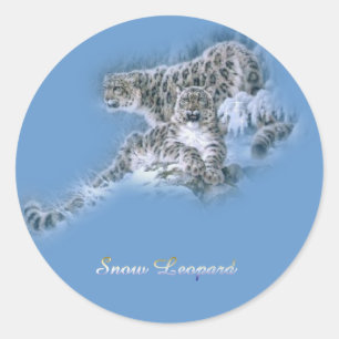 Adesivo Redondo Leopardos de neve