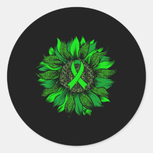 Adesivo Redondo Lepard Sunflower Mental Health Awarting Green Ri