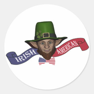 Adesivo Redondo Leprechaun americano irlandês patriótico engraç