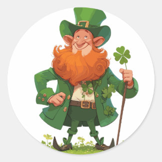 Adesivo Redondo Leprechaun com Funcionarios Clover