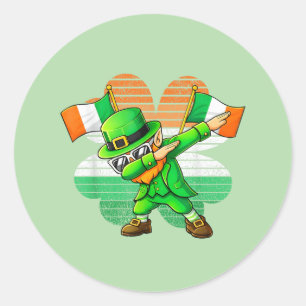 Adesivo Redondo Leprechaun Dançante para Crianças Meninos Homens J