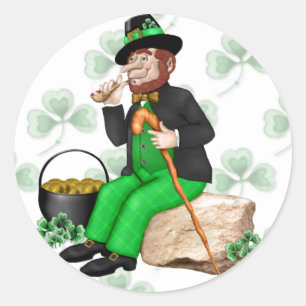 Adesivo Redondo Leprechaun Dourado